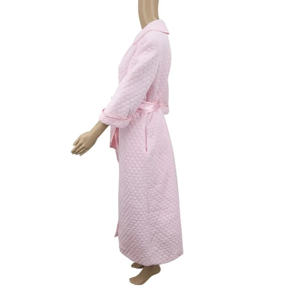 Gossard Artemis Vintage Pink Quilted Robe with Peter Pan Collar Belted